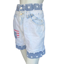 Load image into Gallery viewer, Vintage 80&#39;s Light Wash American Flag Patchwork High Rise Mom Shorts RARE 11/12
