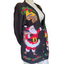 Load image into Gallery viewer, Vintage 90s Rafaella Hand Knit Christmas Santa Teddy Bear Novelty Cardigan
