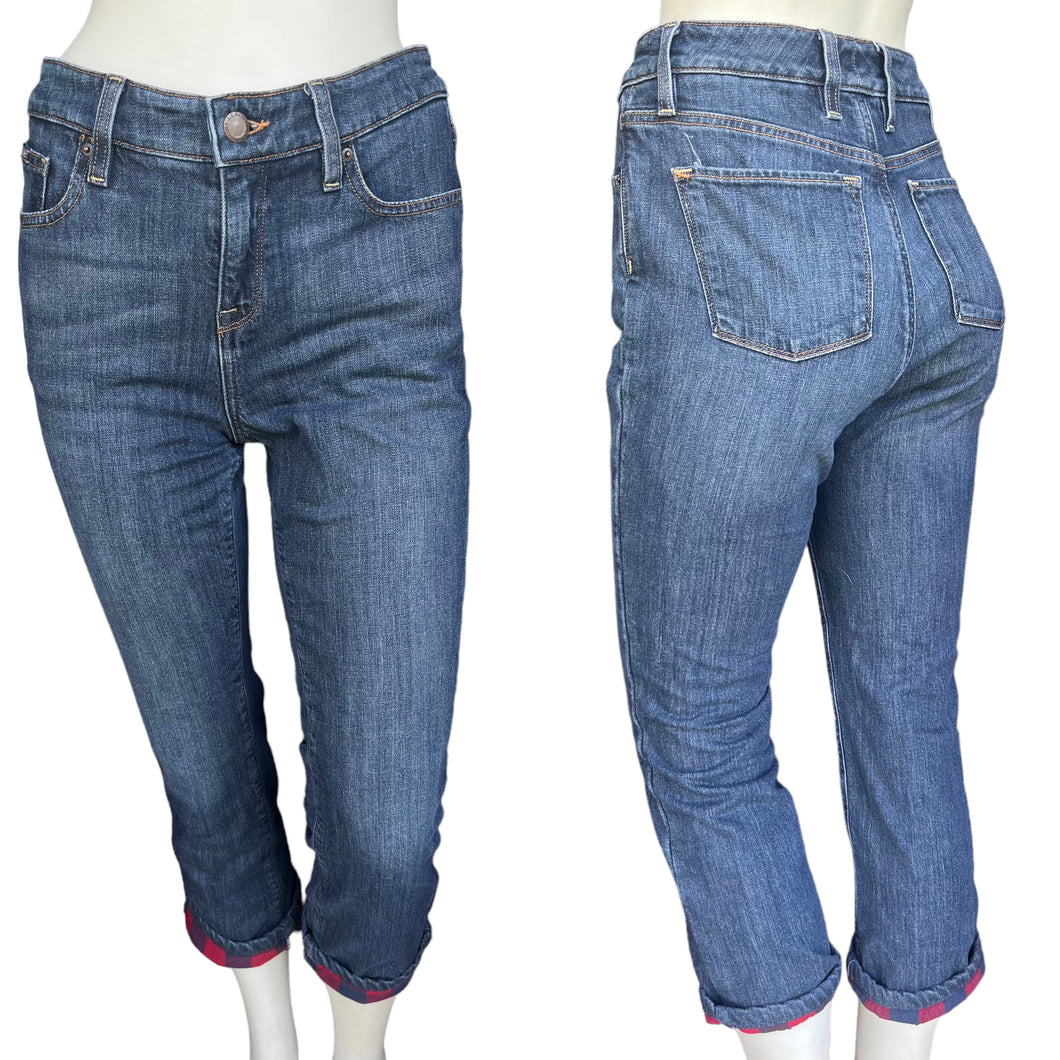 Vintage L.L. Bean Medium Wash Flannel Lined Straight Leg Jeans Size 2 Petite