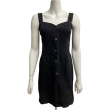 Load image into Gallery viewer, Vintage Black Denim Button Up Mini Dress | Size: 7
