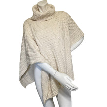 Load image into Gallery viewer, Vintage Carraig Donn 100% Merino Wool Ireland Cable Knit Turtleneck Poncho
