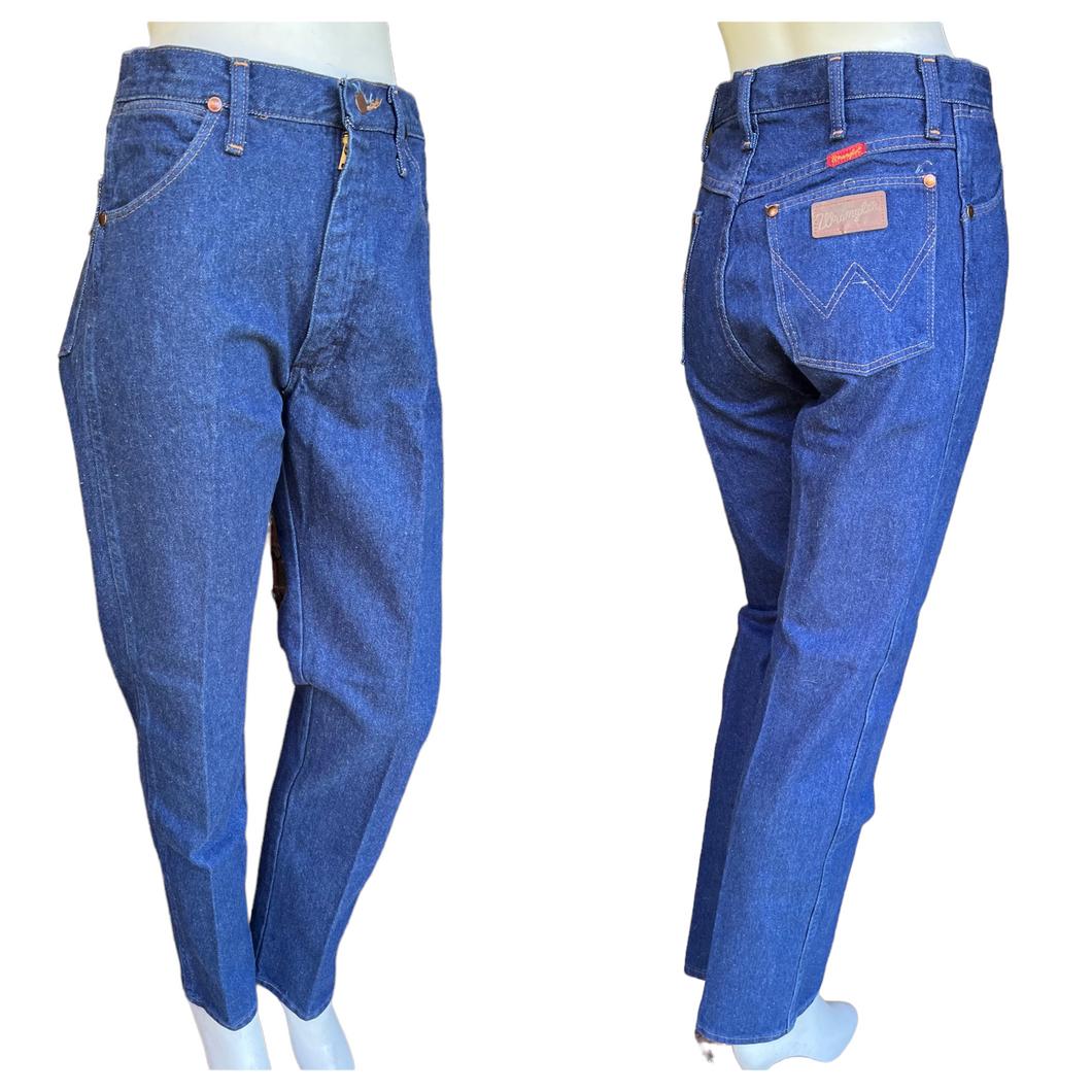 Vintage 90's Wrangler Dark Wash High Rise Straight Leg Jeans | Size: 9 x 30