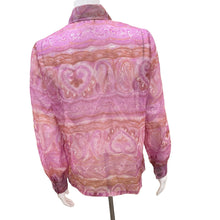 Load image into Gallery viewer, Vintage 1970&#39;s Floral Collared Button Down Pink Floral and Paisley Blouse 15/16
