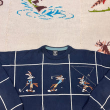 Load image into Gallery viewer, Vintage 90&#39;s Looney Tunes Wile E. Coyote Knit Crewneck Golf Sweater Size: Small
