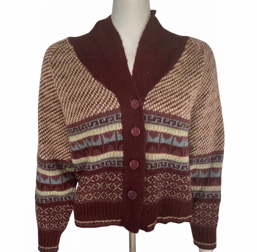 Vintage Button Up Printed Cardigan