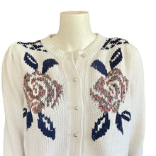 Load image into Gallery viewer, Vintage Floral Knit Printed &quot;Grandma Sweater&quot; Cardigan.
