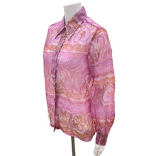 Load image into Gallery viewer, Vintage 1970&#39;s Floral Collared Button Down Pink Floral and Paisley Blouse 15/16
