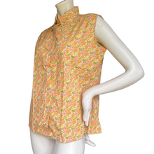 Load image into Gallery viewer, Vintage 70s Retro Floral Sleeveless Collared Button Down Shirt Size 38 or Medium
