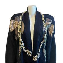 Load image into Gallery viewer, Vintage Black Knit Oversized Cardigan/Duster with Metallic Accents
