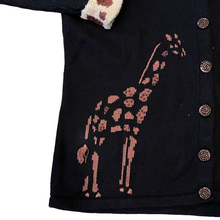 Load image into Gallery viewer, Vintage Storybook Knits Black Giraffe Themed Button Down Cardigan | Size: 1X
