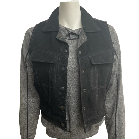 Vintage Deadstock Black Suede Vest | Size; M/L